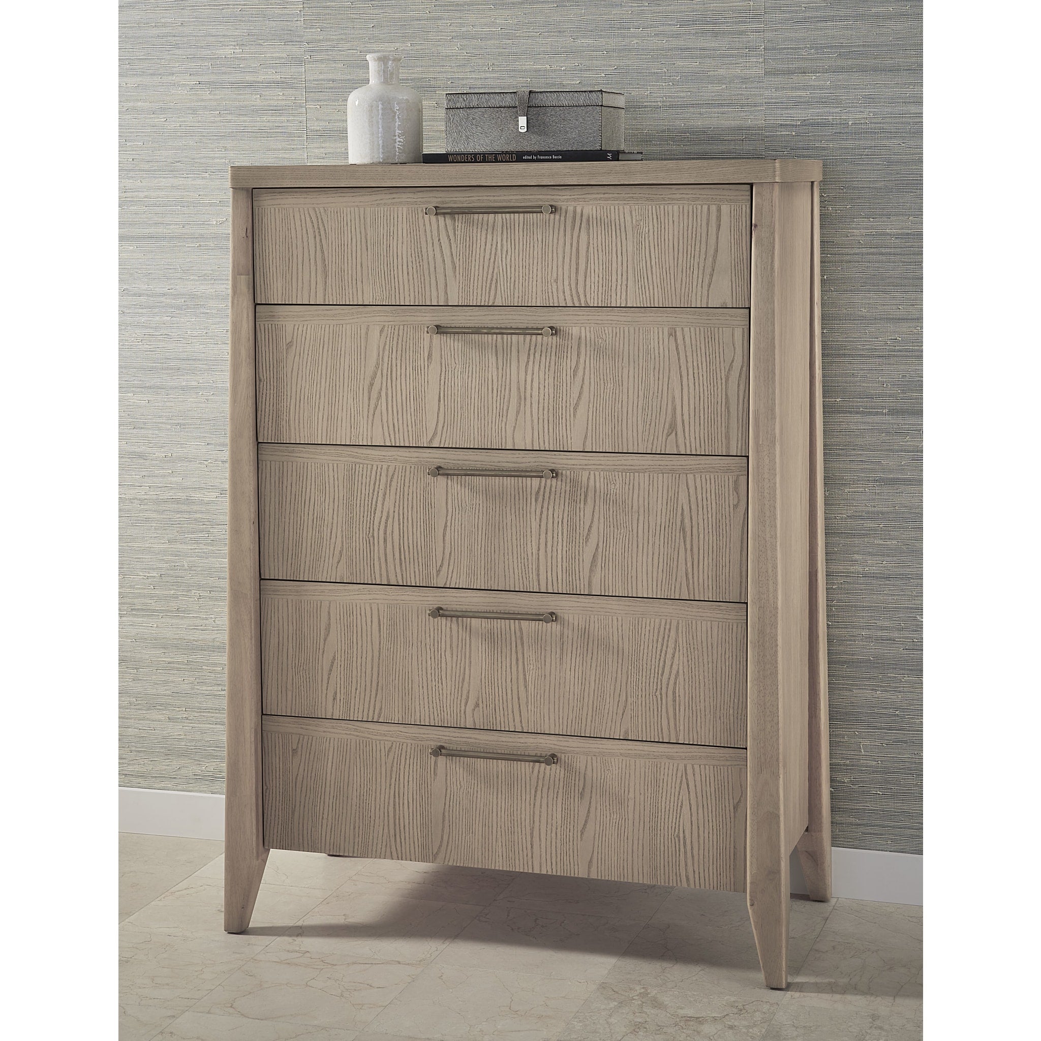 Sumire Five Drawer Ash Wood Chest in Ginger