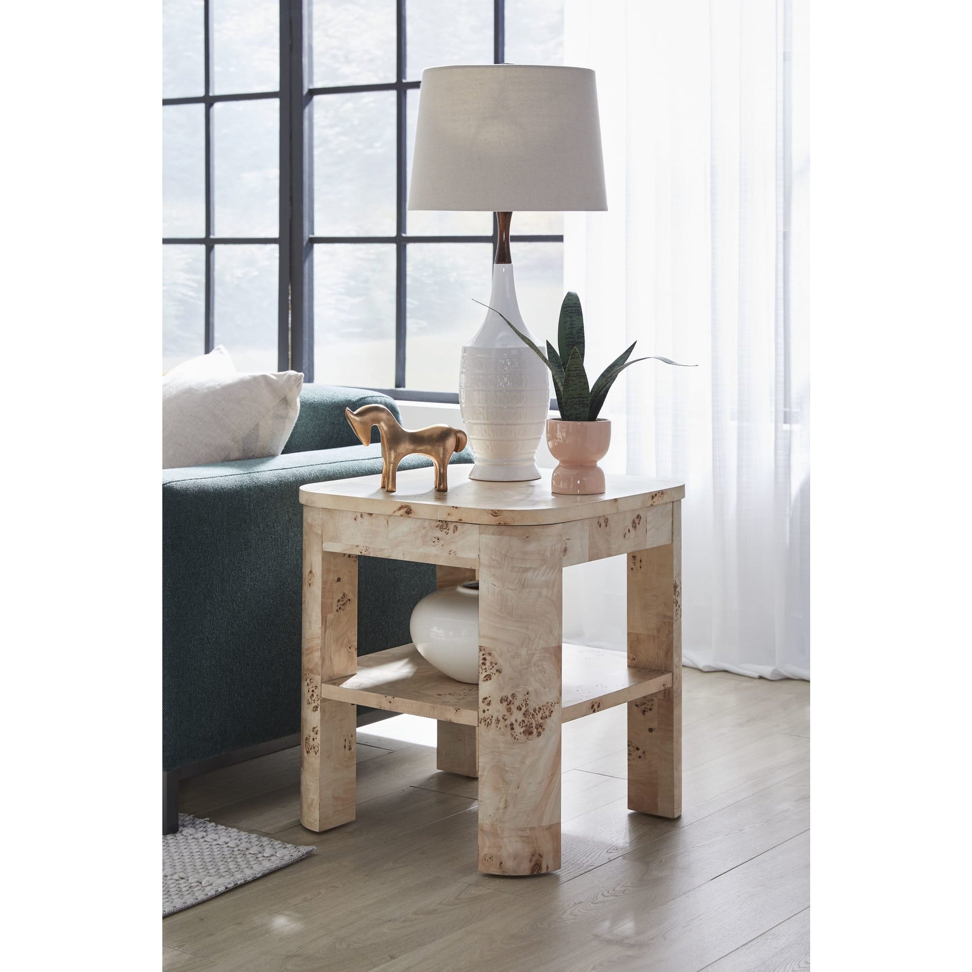 Cosmo Mappa Burl End Table in Amber Kiss