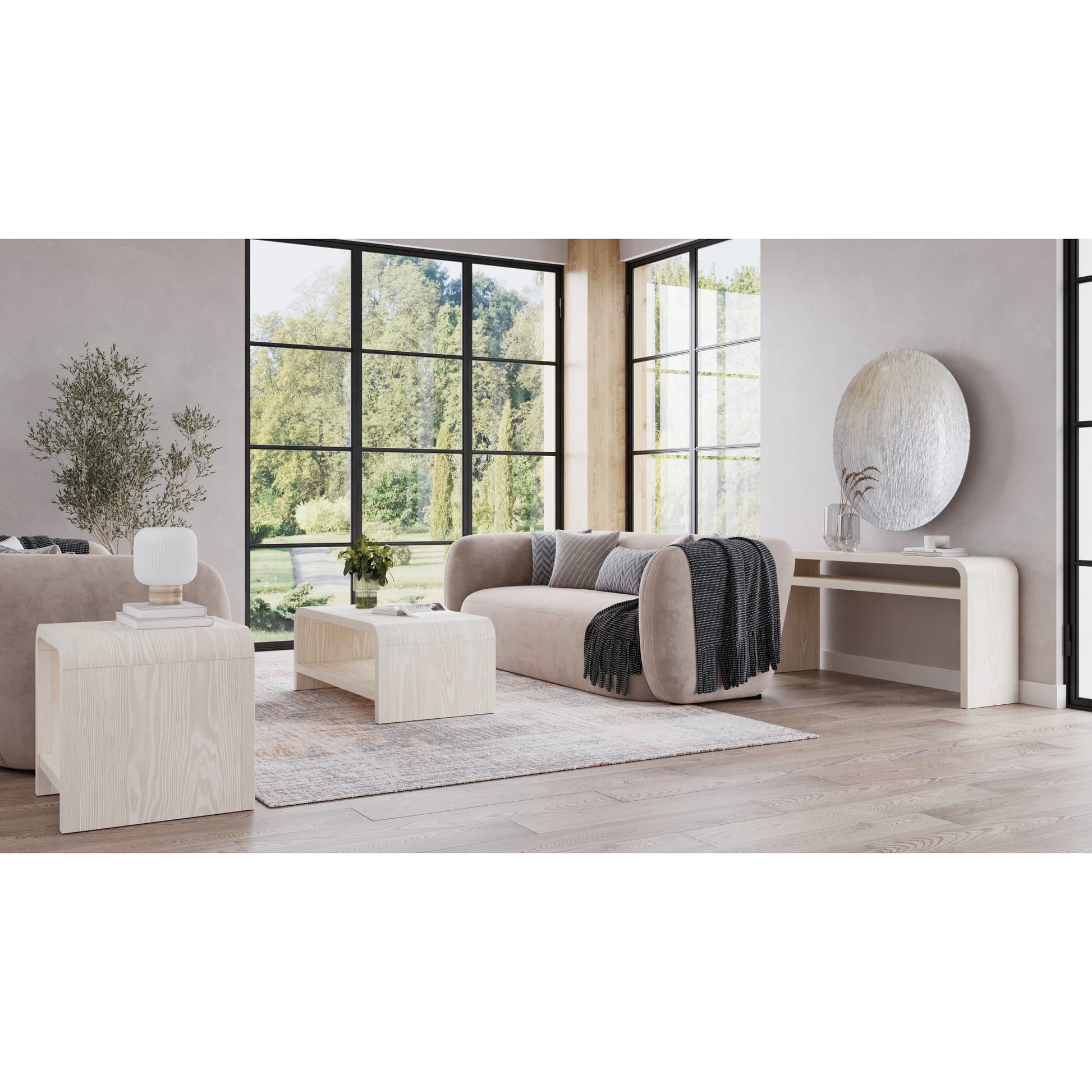 Drake Ash Wood Console Table in Sugar