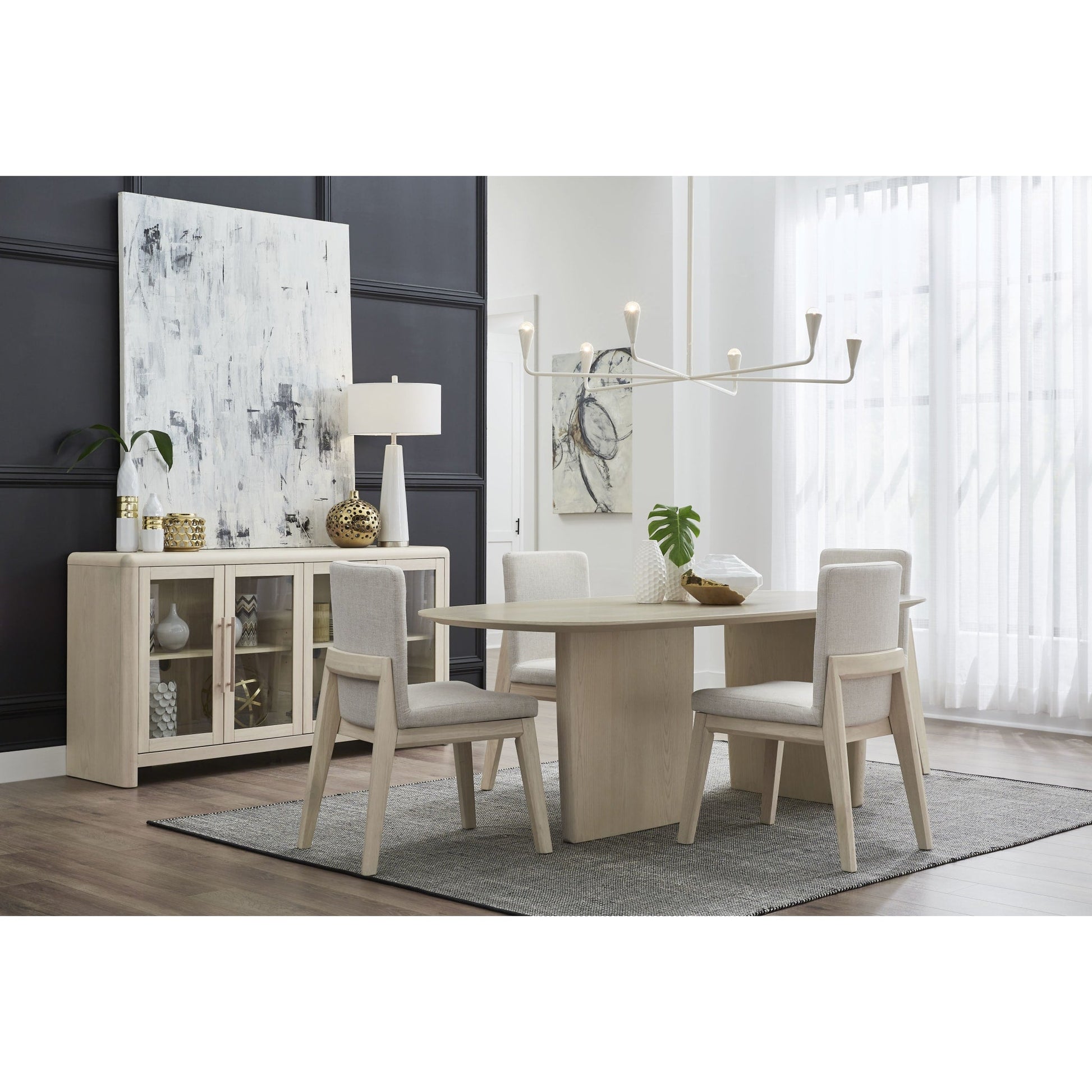 Liv Ash Wood Oval Dining Table in White Sand