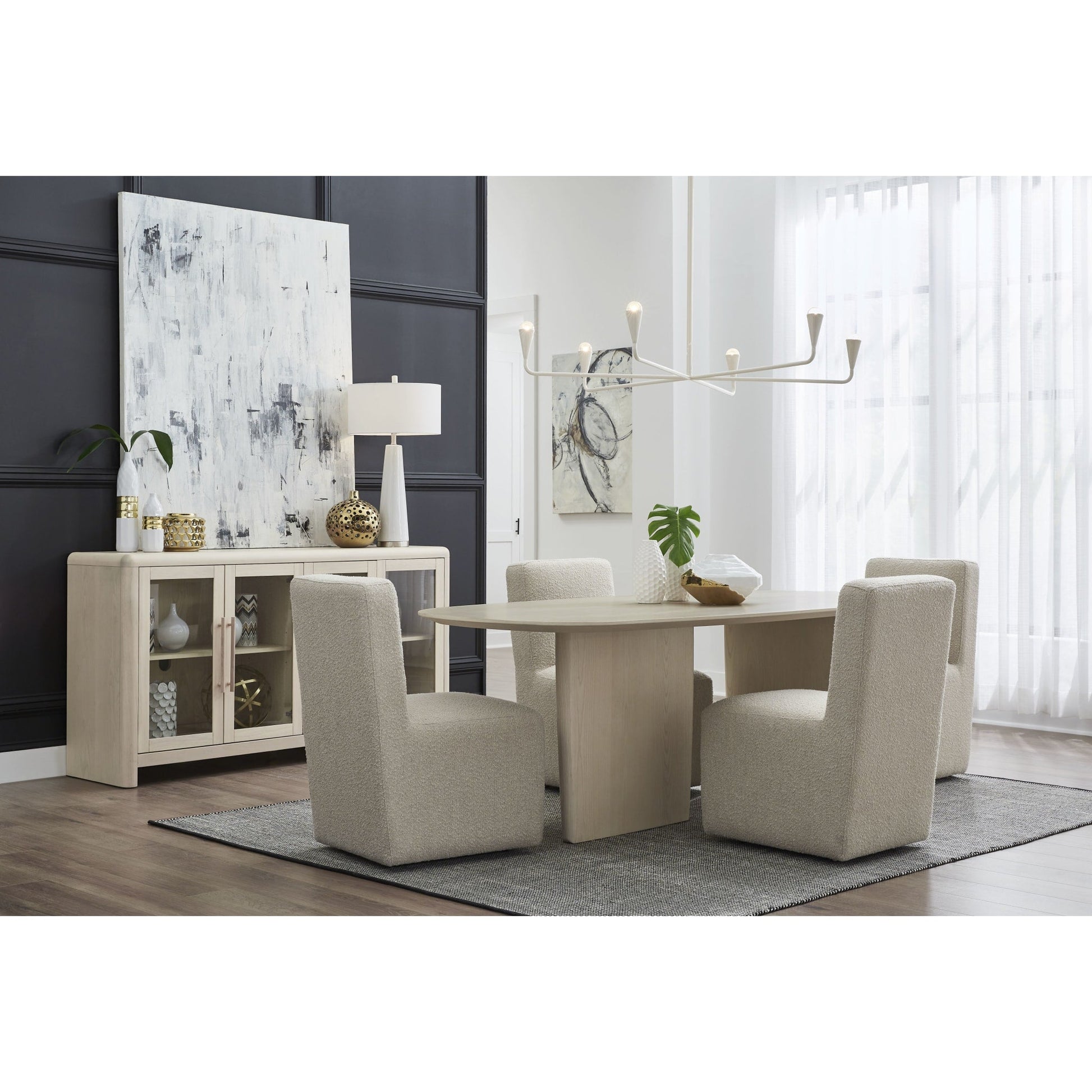 Liv Ash Wood Oval Dining Table in White Sand