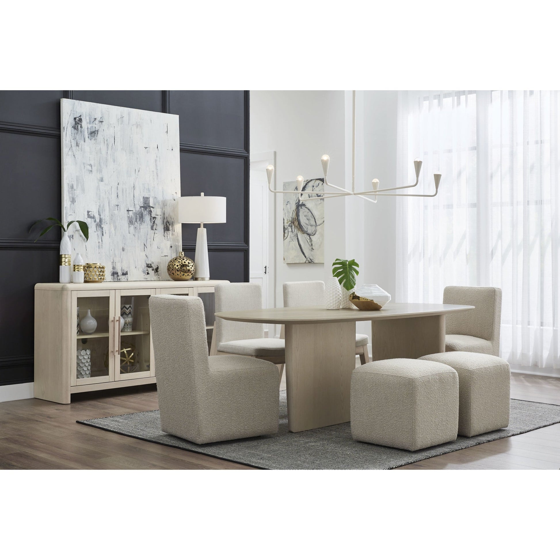 Liv Ash Wood Oval Dining Table in White Sand