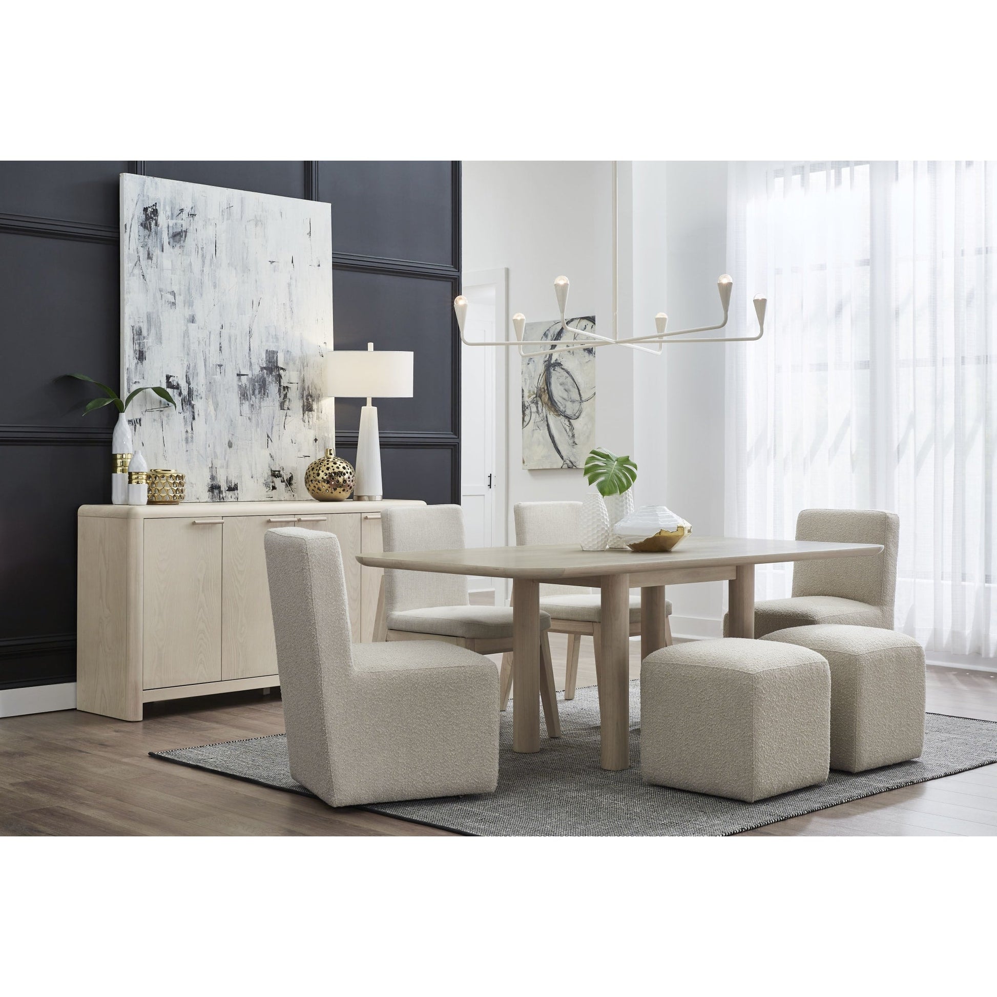 Liv Ash Wood Rectangular Dining Table in White Sand