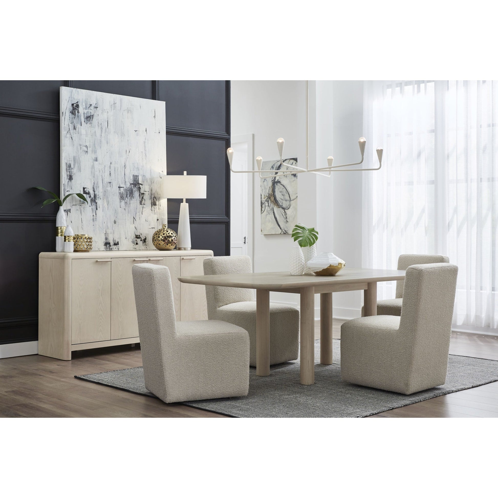 Liv Ash Wood Rectangular Dining Table in White Sand