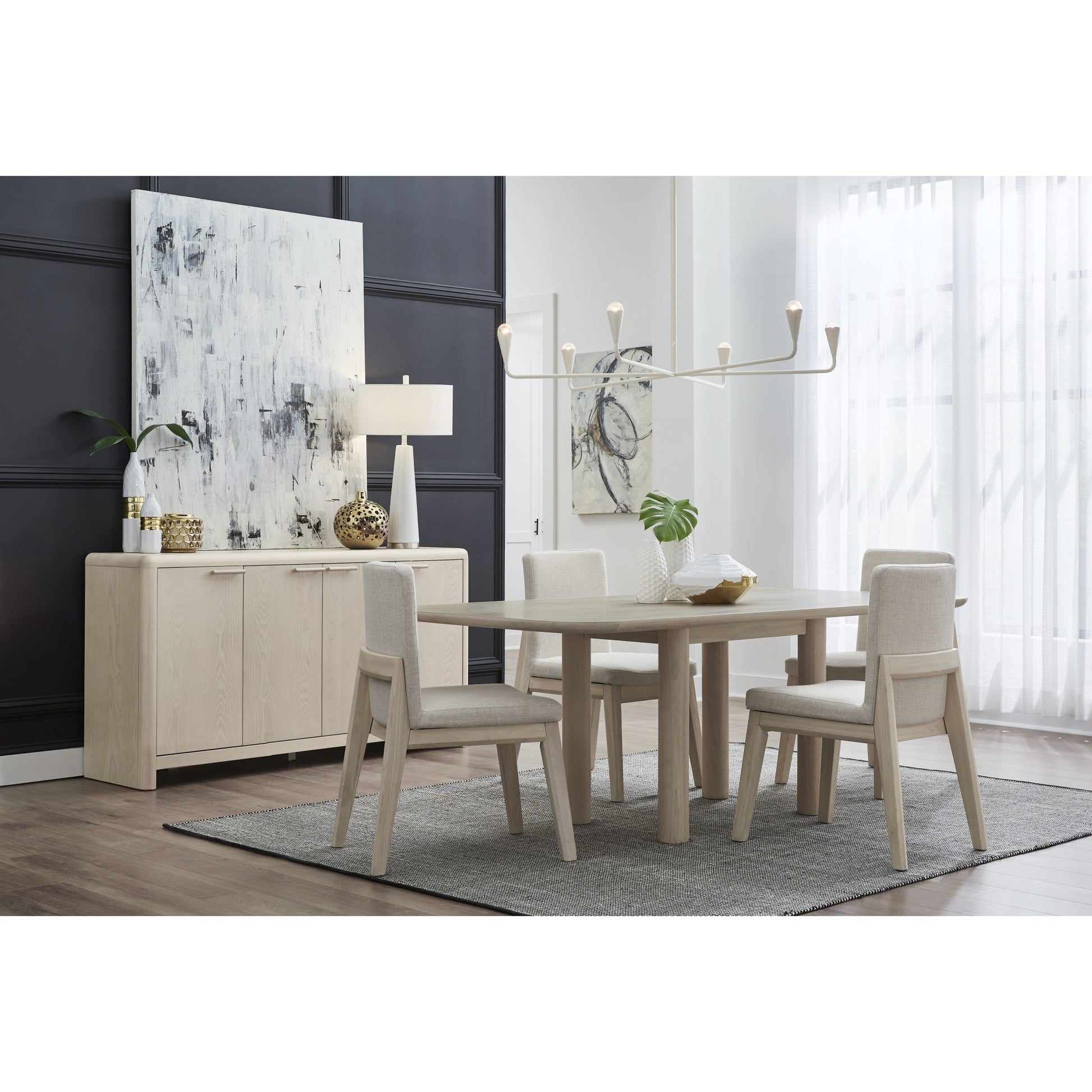 Liv Ash Wood Rectangular Dining Table in White Sand