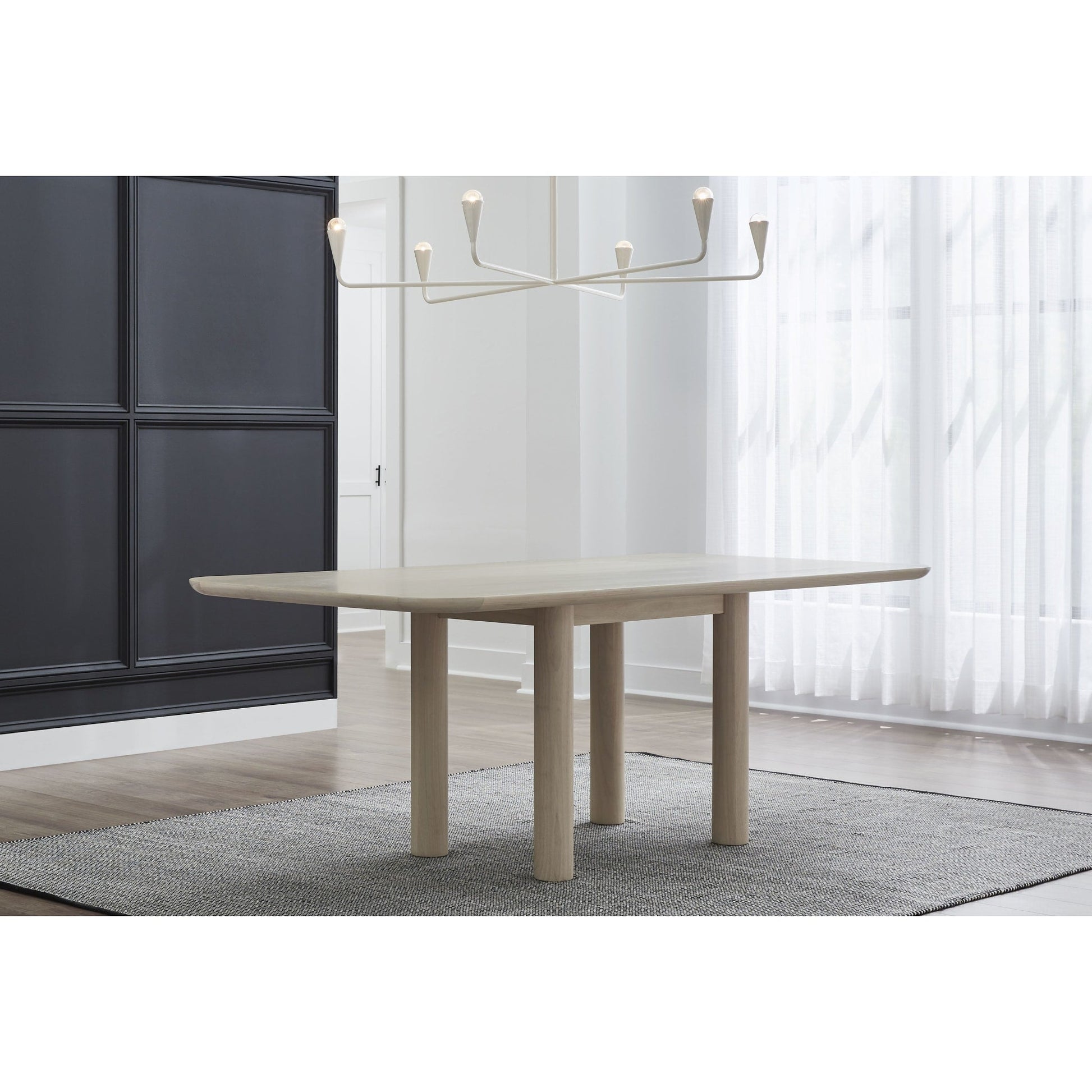 Liv Ash Wood Rectangular Dining Table in White Sand